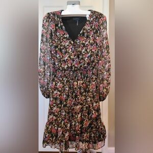 Floral Long Sleeve Dress - Black and Pink
